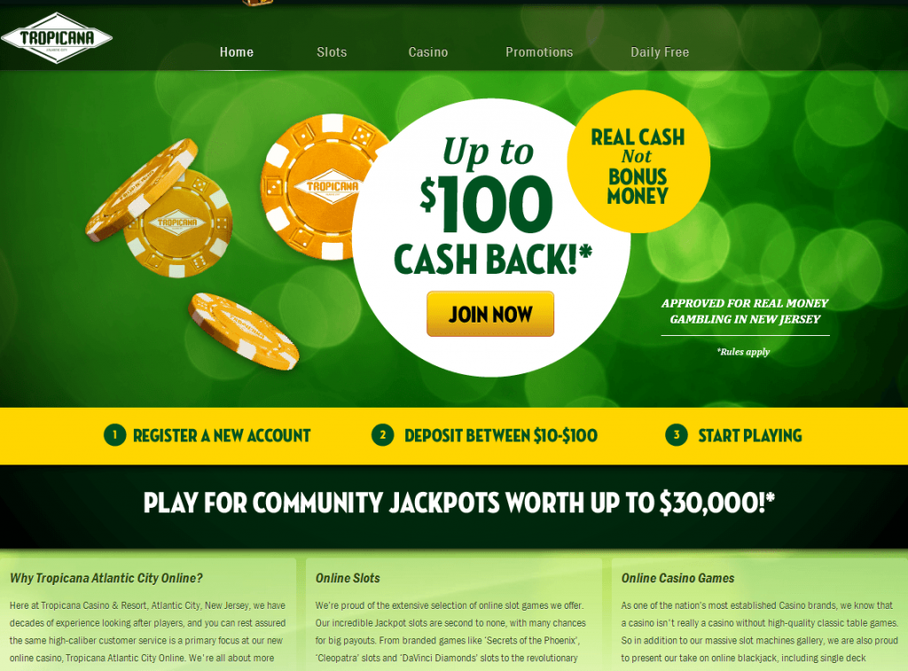 tropicana online casino credit card deposits